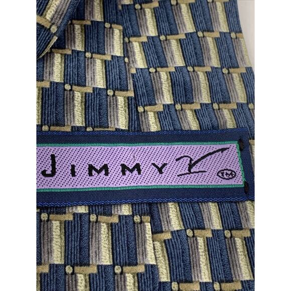 Jimmy V Chris Berman Collection Three Men's Silk 57" Necktie Blue Gray Geometric - Picture 5 of 5